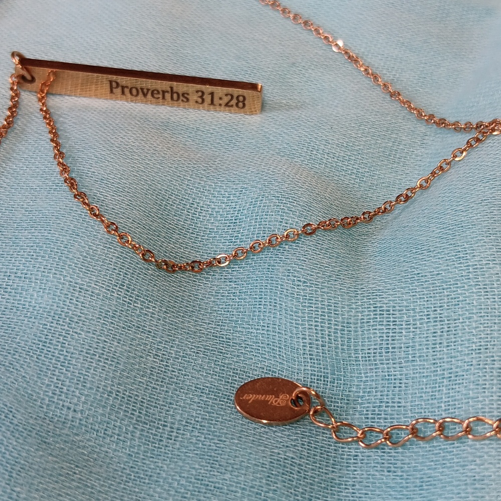 8-24 Plunder -proverbs 31:28 goldtone necklace